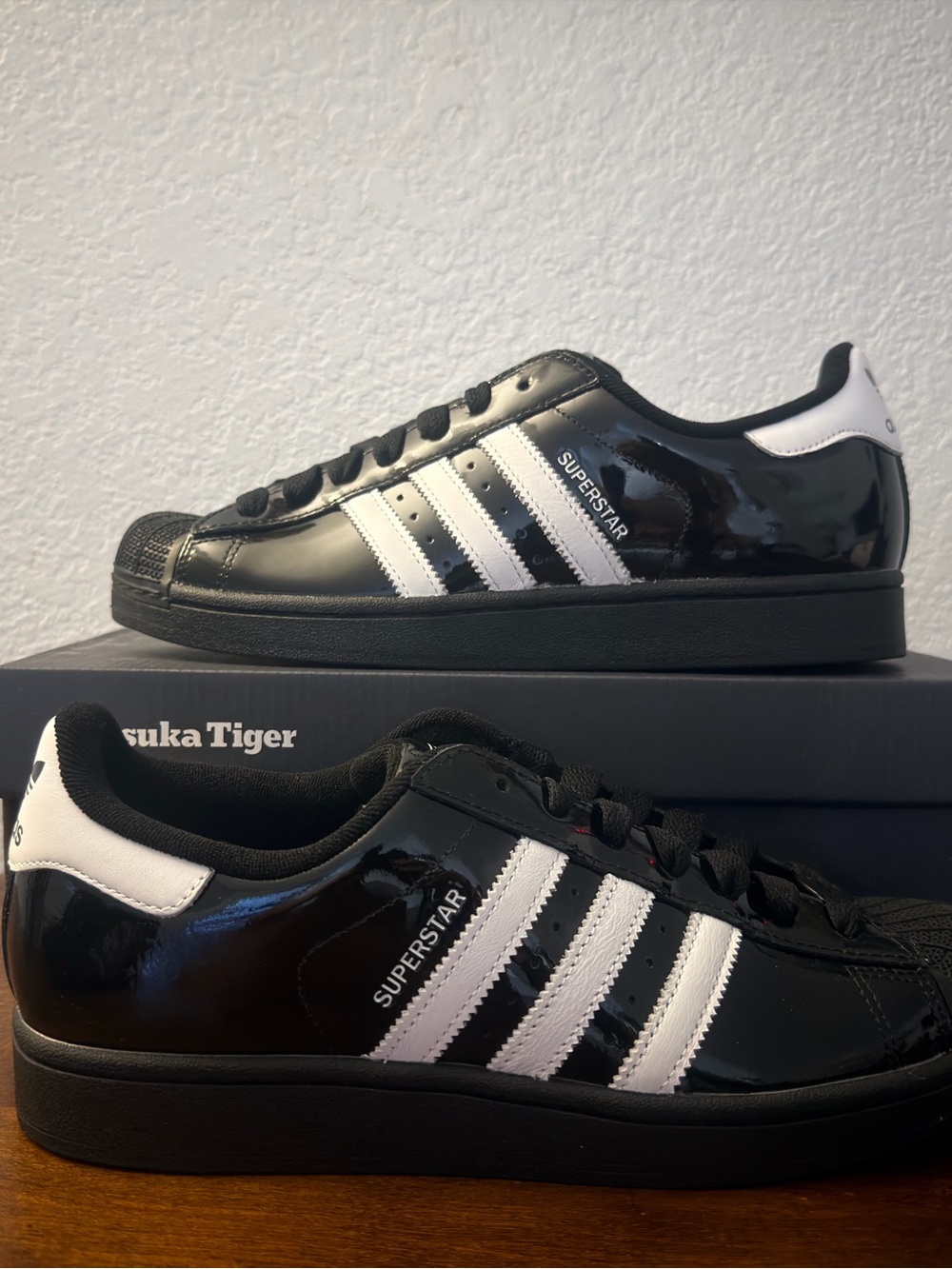 Adidas Superstar II 'Black White Patent Leather' JR7313 Size 10